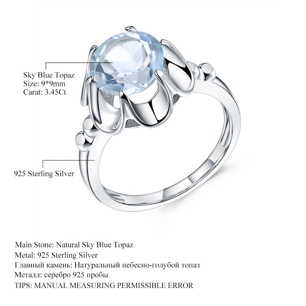 Natural Topaz Ring For Women, Camellia Fresh And Sweet S925 Sterling Silver Inlaid Natural Colored Treasure Ring