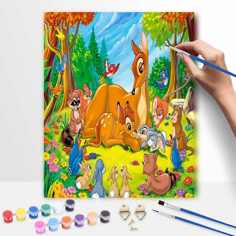 Disney Oil Painting Kit Painting Bambi & Friends Home Bedroom Wall Decor Gift 20x30cm