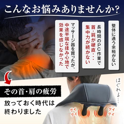 HOGXIA Neck Massager [Medically Certified] for Stiff Shoulders, Neck and Shoulder Massage, HGX-158R (Navy) (Includes Eye Mask)