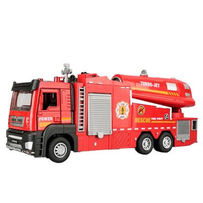 1/32 Scale Fire Truck Model Toy Car Metal Die-cast Light Music Simulation Spray Rescue Vehicle Models for Kids Birthday Gifts
