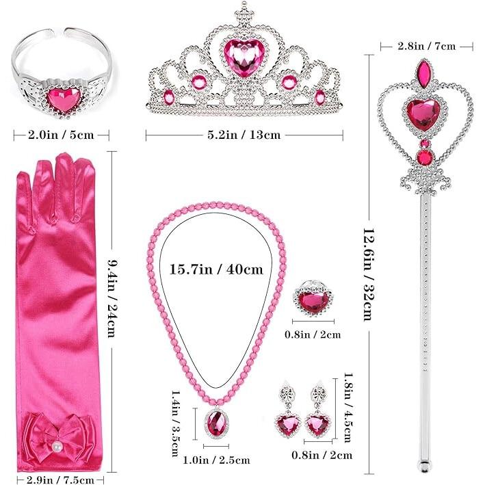 Princess Aurora Kids Cape Set for Girls Role Play Costume 5-7 Years Pink Hooded with Accessories