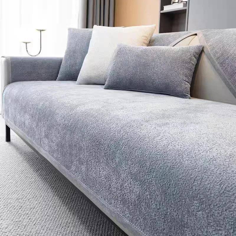 Solid Color Sofa Covers For Living Room Non-Slip Thicken Couch Slipcovers Four Seasons Universal Sofa Mat Backrest Towel