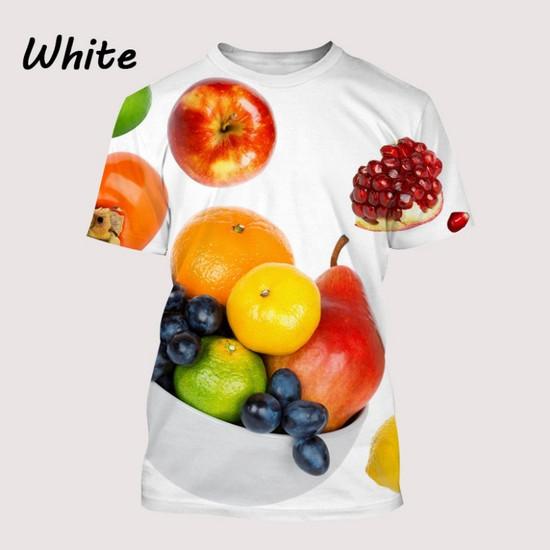 3D Printed Strawberry Orange Kiwi T-Shirt For Men Fruit Pattern Tees Casual Loose Round Neck Short Sleeve T Shirts Kids Tops