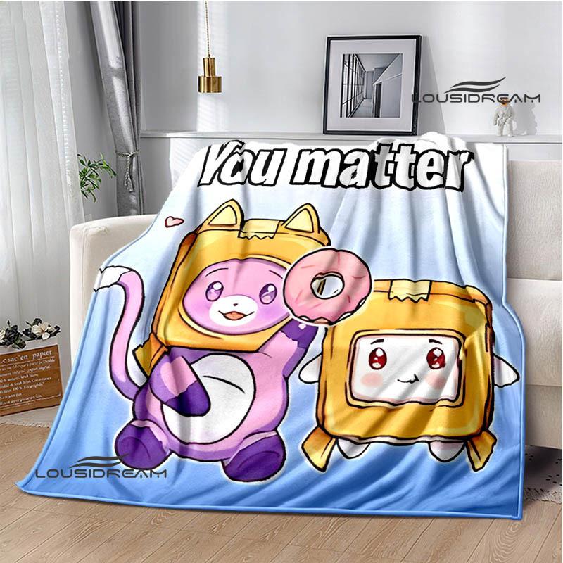 Cute Lankybox Foxy Boxy cartoon Printed blankets Picnic blanket Flannel Warm blanket Travel Blankets bed linings Birthday Gift