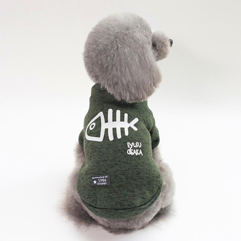 Autunno Inverno Vestiti per cani Stampa lisca di pesce Giacca per cani Cappotto caldo per animali domestici per gatti Cani di piccola taglia Maglione Chihuahua Teddy Abbigliamento per animali domestici