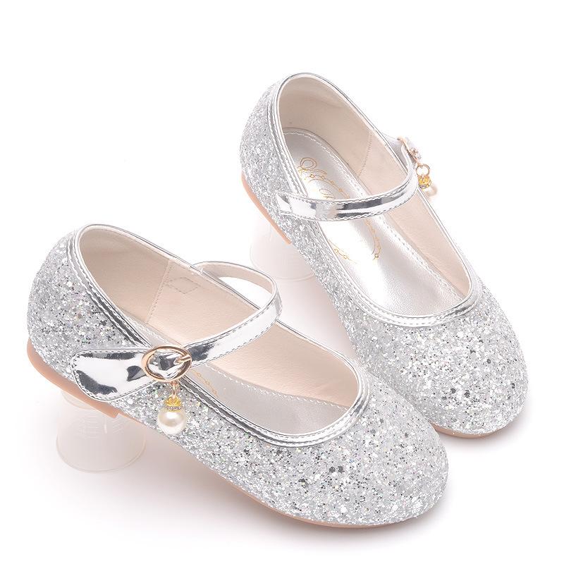 

Girls princess shoes, new spring and autumn fashion children s leather shoes, British style soft-soled shoes, children s single shoes with bag and 24Code/16.5cm серебряный