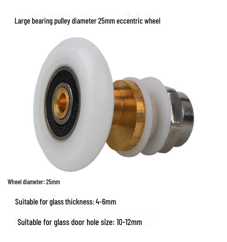 Accessorio Ruota Eccentrica per Porta in Vetro Singola Doccia, Nucleo in Rame Vintage