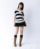 ROUGHNECK V-Neck Striped Knit White