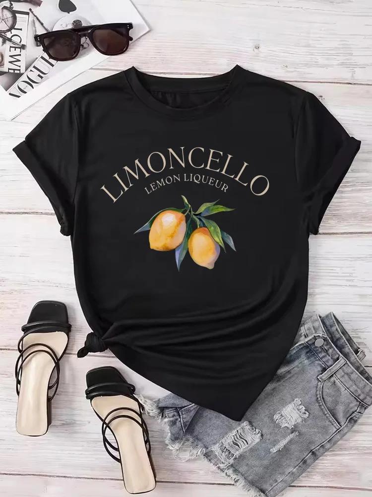 

ONeck Casual Tops Women Streetwear Vintage Graphic New Lemon Print Women Tshirt Summer Short Sleeve Aesthetic Clothes 4XL