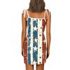 Women's Fashion Summer Independence Day Printed Loose Sleeveless  Pocket V-Neck Dress