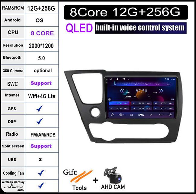 For Honda Civic 9 2013-2016 DSP Android 14 Car Radio Multimedia Video Player Navigation Stereo GPS Monitor