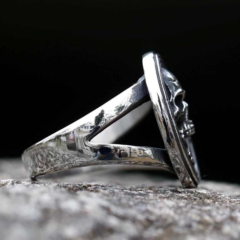 NEW Men's 316L stainless steel rings Vintage High Polished Vampire Skull Biker Rocker Ring Boy Heavy Metal Gothic jewelry