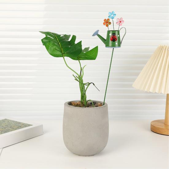 Metal Garden Stake Watering Pot Shape Bee Butterfly Cow Bunny Flowers