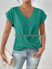 2026 Bestseller Women's Solid V-neck Short-Sleeve T-shirt - Elegant Spring/Summer Top