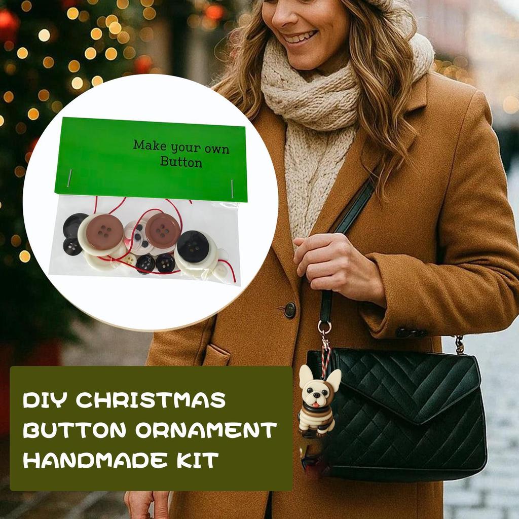 Button Christmas Ornament DIY Craft Kit Dog Figurine Decor For Tree Car Rearview Mirror Backpack Holiday Crafting Activity Gift