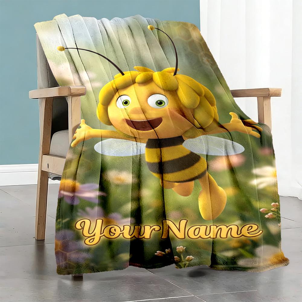 Biene Maja Customize Text Blanket Multi-purpose Customizable Blanket Warmthful Decor Suitable for Bed Sofa Home Decor Livingroom