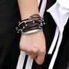 JMXD - Fashion Accessories Leather Bracelet Rhinestone Loop Wrapped Magnetic Buckle Bracelet