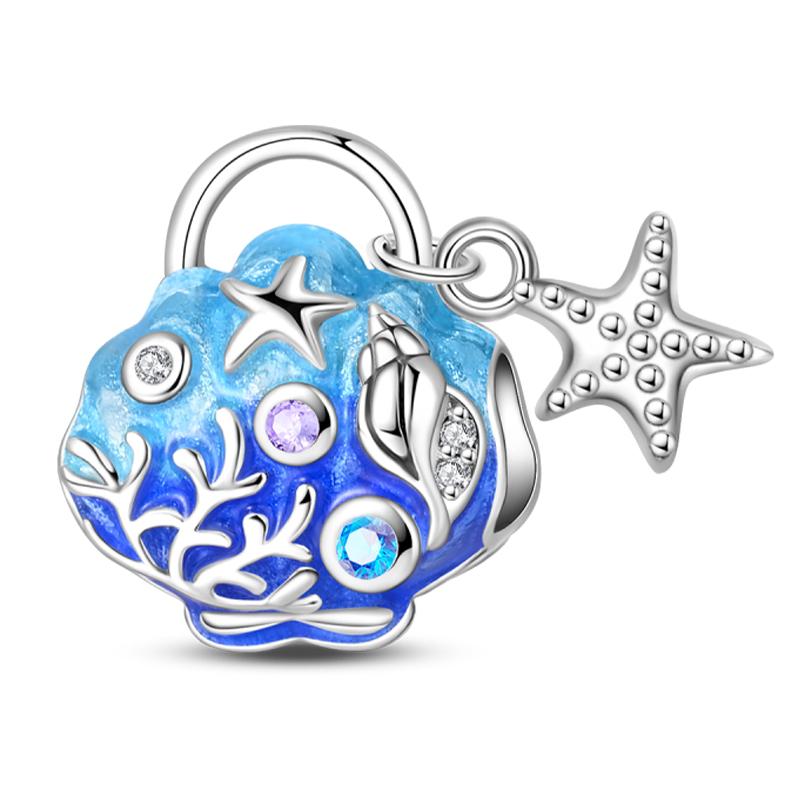 925 Silver Ocean World Series Sea Turtle Starfish Little Crab Octopus Charms Bead Fit 925 Bracelet DIY Jewelry