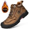 Fashion Winter New Outdoor Wear-resistant Hiking Boots Plush Warm High Shoes Leather Short Boots Thickness Walking Waterproof Snow Boots