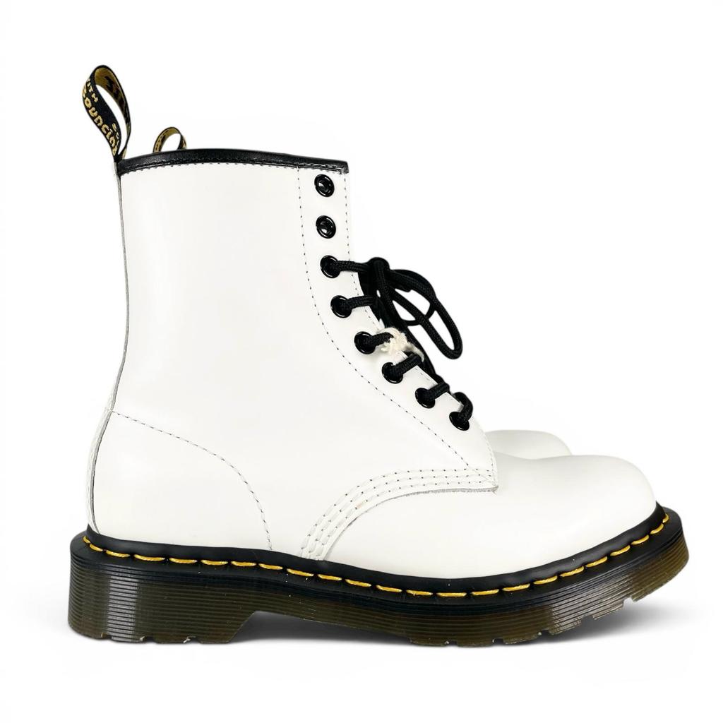 Pristine Dr.Martens Boots 1460 Yellow Stitch 8-hole White Women 11822100 Used