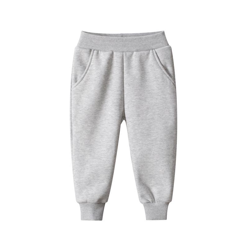 27kids Korean-Style Fleece-Lined Boys' Autumn/Winter Sports Pants - Solid Color Casual Trousers
