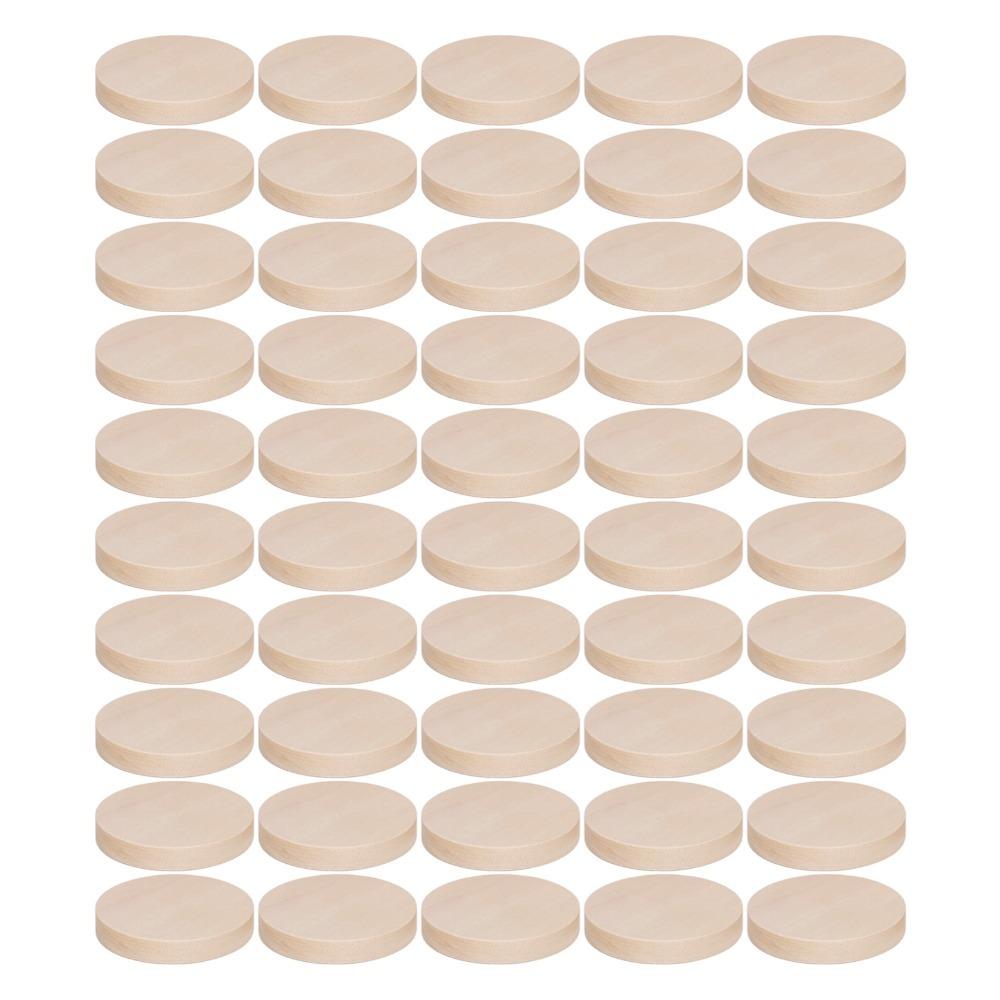 

50PCS Round Wooden Circles Unfinished Surface 1.2 Inch Diameter Wood Slices 5mm Thick Wood Wood Cutouts Wood Carving