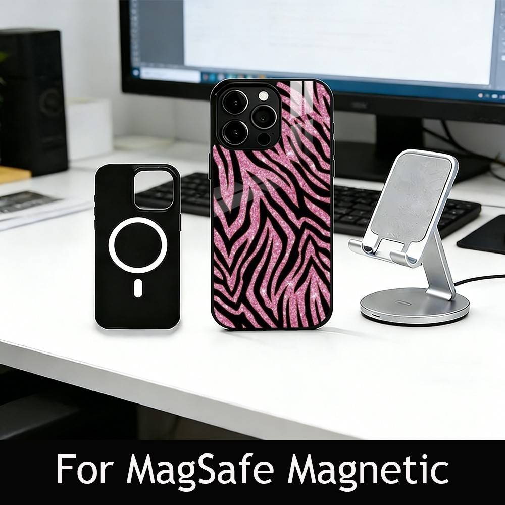 p-Zebra print Phone Case For iPhone17,16,15,14,13,12,11 Plus,Pro Magnetic For Magsafe Wireless Charging