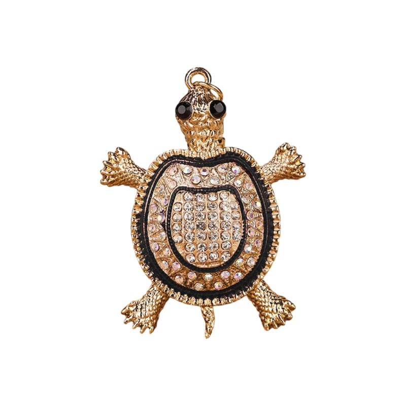 

Многоцелевой брелок для ключей с черепахами и стразами, подвеска для сумки, блестящий брелок для женщин и девушек со стильным дизайном подвесок чёрный