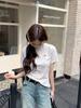 Women's 2025 Korean Style Bowknot Embroidered Slim Fit T-Shirt, Short Sleeve, Round Neck