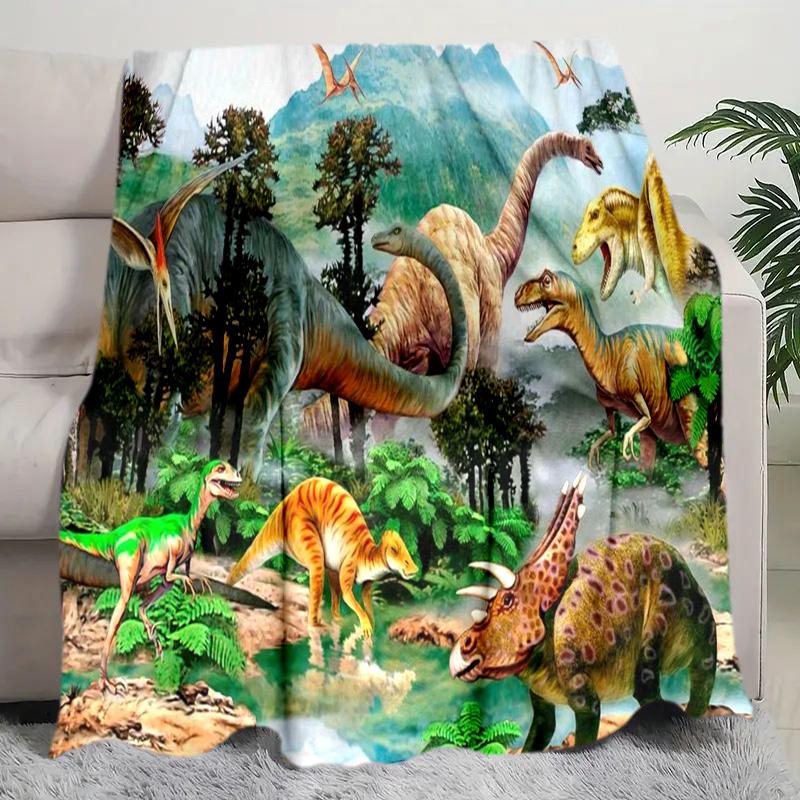 Dinosaur Adventure Blanket Perfect All Seasons Soft Comfortable Sofa Office Nap Travel Birthday Gift Christmas Present