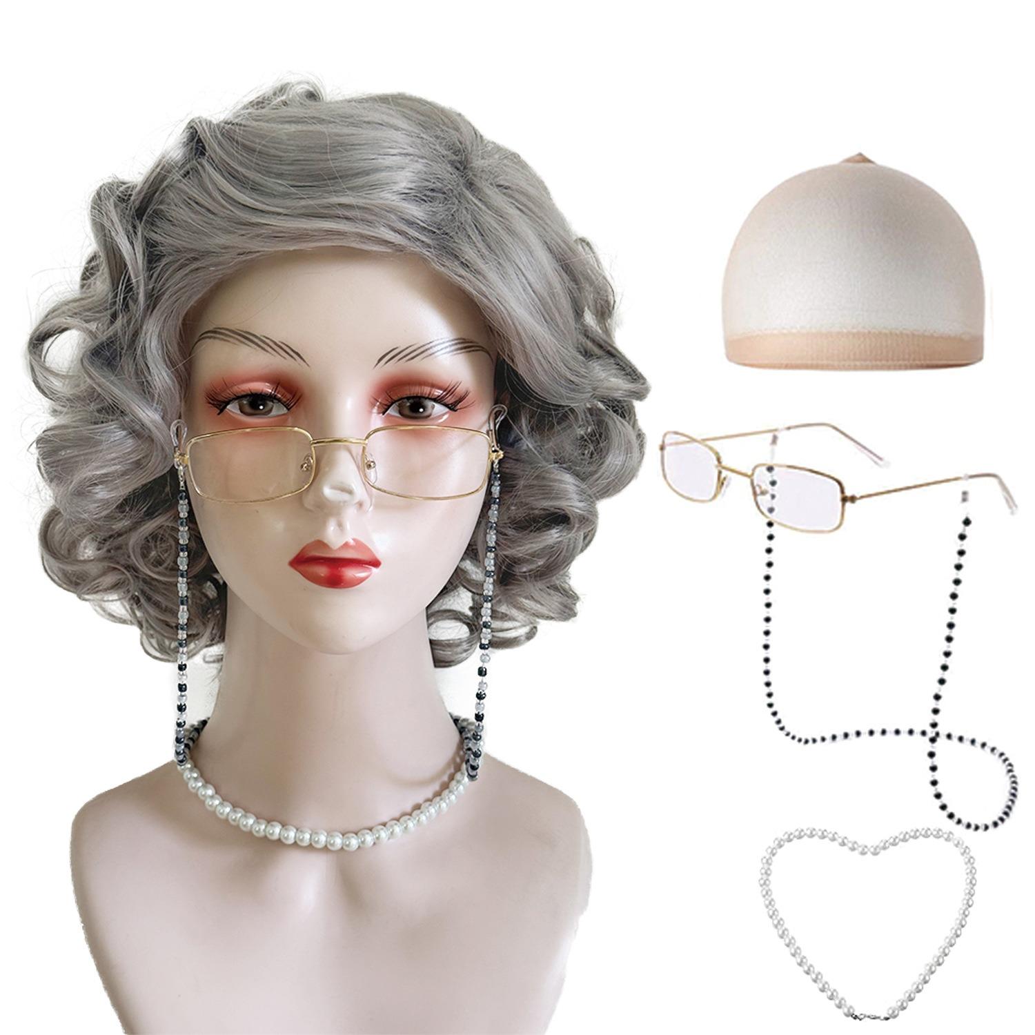 Granny Wig Prop Stage Performance Role