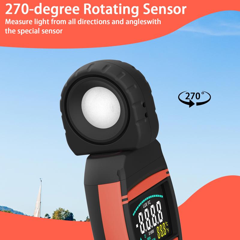 Přenosný tester intenzity světla, Rozsah měření 1-400 000 Lux, Digitální luxmetr BT-8801A, Fotometr okolního světla