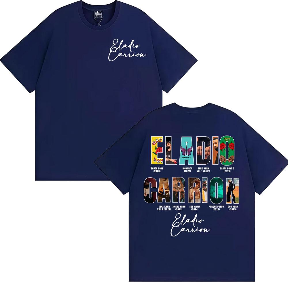Rapper Eladio Carrion Album Cover 2025 Tour T Shirt Men Women Vintage 90s Hip Hop Street Tshirts Casual Loose Oversized Tshirt