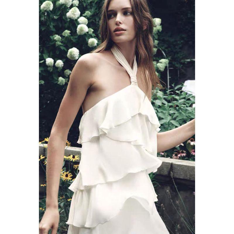 Zbzr Autumn New Women Clothes Western Style Fashion Hanging Neck Laminated Decoration Mini Dress 8228811