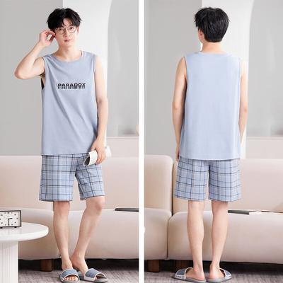 Men's Pajamas, Summer Loose Cotton Casual Sleeveless Loungewear Set, Suitable for Outdoor Wear, New Style 2026