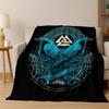Viking Crow Raven Norse Mythology Skull Rune Flannel Blanket Soft Warm Blanket for Bedroom Room Office Travel Camping Picnic
