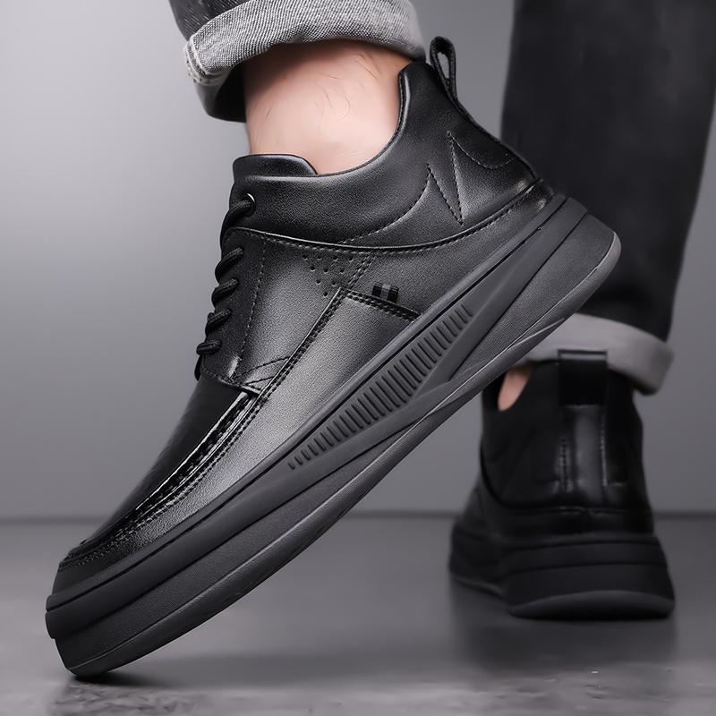 Fashion Men High Quality Male Comfortable Basic Boots Leather Fashion Casual Shoes Outdoor Men's Lace-Up Sneakers New Male Driving Shoes