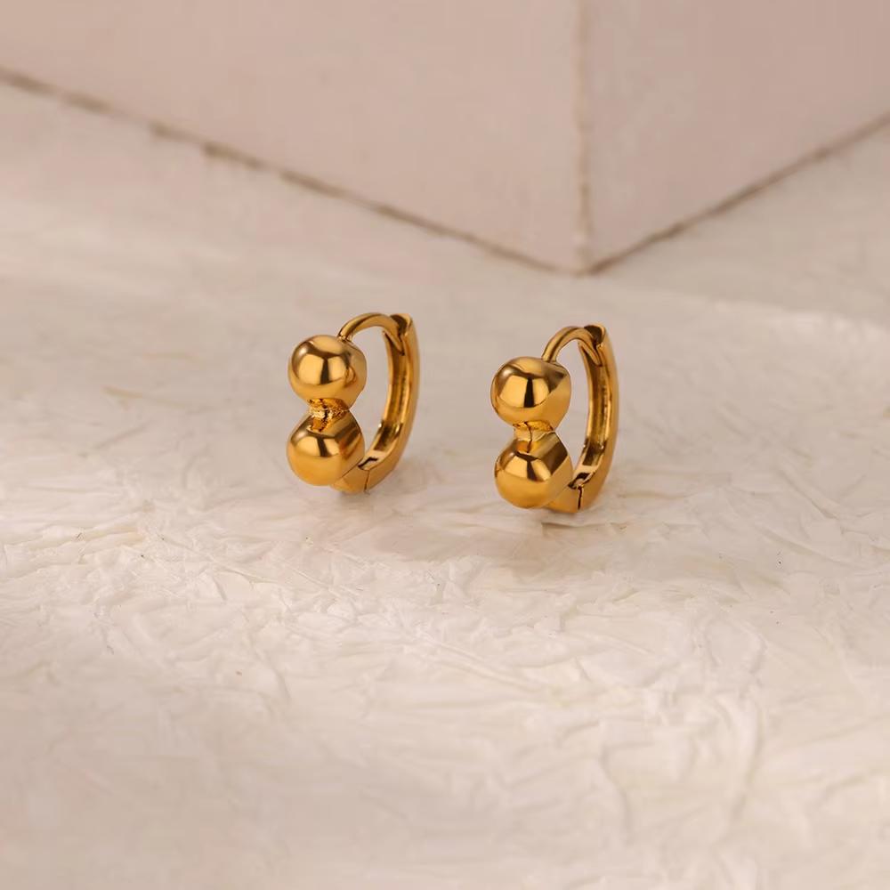 Gold Color Glossy Chunky Waterdrop Dangle Earrings For Women Stainless Steel Heart Bow Ear Piercing Jewelry Birthday Cute Gifts