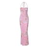 2026 Summer Women's Spaghetti Strap Sleeveless Printed Halter Dress