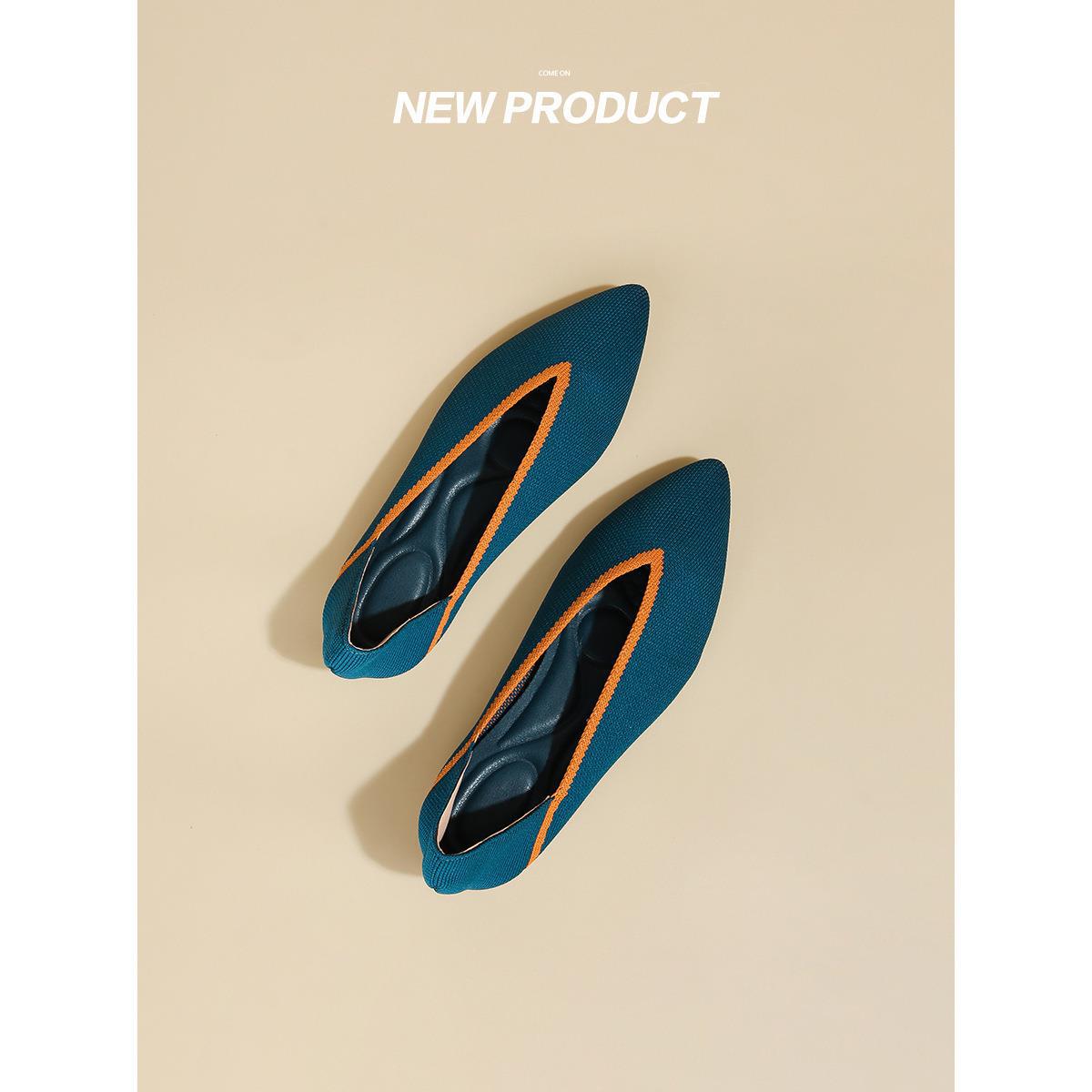 Мода Остроконечные балетки Неглубокие леопардовые женские вязаные туфли Удобные — фото 10