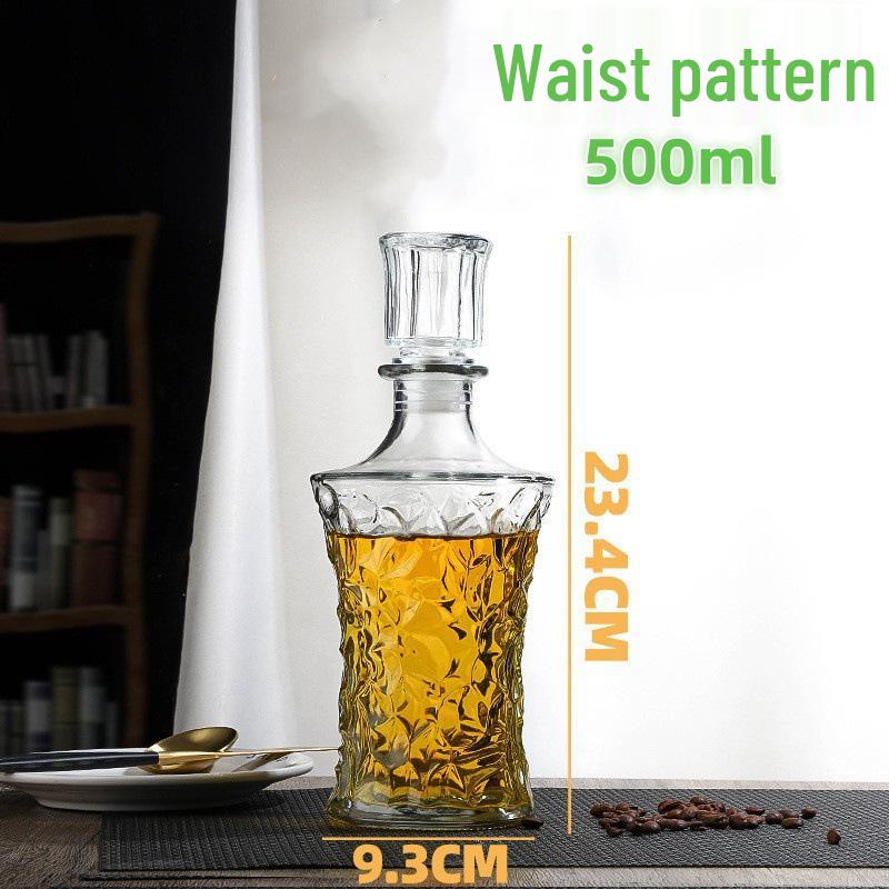 European Crystal XO Glass Decanter: Transparent Whiskey and Wine Bottle