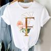 Custom Name Letter Combination Women T Shirt Floral Gold Letter Font A B C D Print Short Sleeve Tee Tops Female T-shirt Clothes