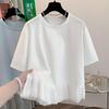 Summer Lace Splicing Plus Size Slimming Short-Sleeve T-Shirt