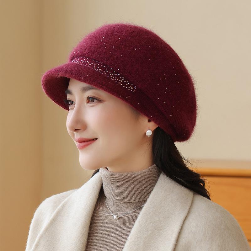 Hat Female Winter Warm Rabbit Hair Beret Cold Protective Ear Wool Hat In The Elderly Hat