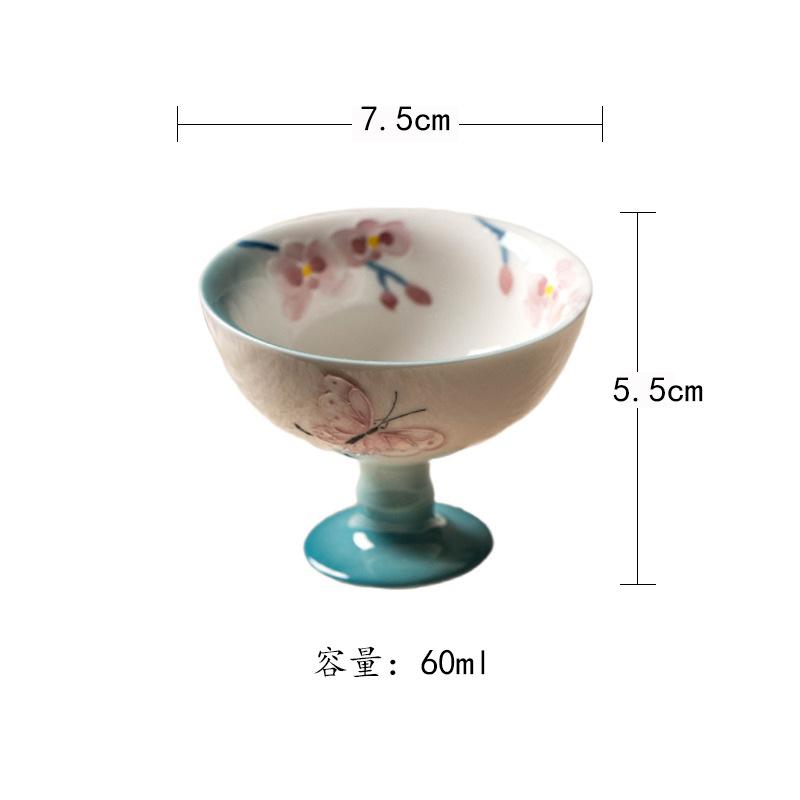 

60ml Hand-painted Phalaenopsis High Foot Teacup Luxury Tea Bowl Cute Cup Tea-tasting Smelling Cup Chazhan Master Cups For Tea As Your Choose
