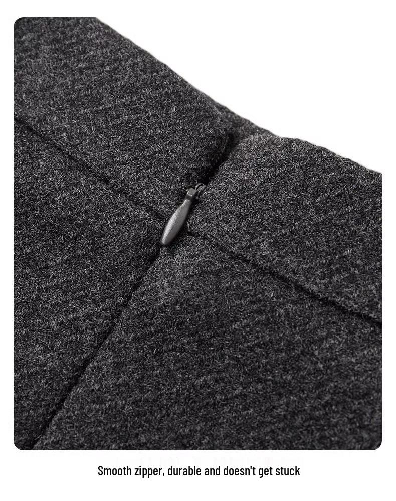 Luxury Gray Wool A-Line Midi Skirt for Women - Elegant Autumn/Winter 2024 Hip Wrap with Slit