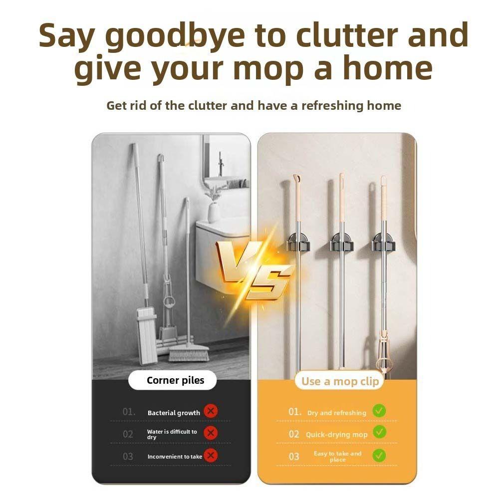 Suction Cup Bathroom Mop Hook Self-Adhesive Wall Storage Hook Suction Cup Mop Holder Bathroom