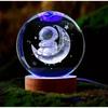 Umgebungslicht Saturn 3D Kugel Lampe Sonnensystem Kristallkugel mit Mehrfarbiger LED Lichtbasis Stimmungslicht Geschenke Geburtstag