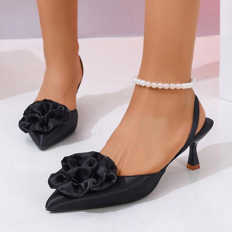 Fashion Flower Women High Heeled Sandals Designer Sexy Shoes Woman Slippers Slingback Summer 2025 Pumps Brand Elegant Sandalias De Mujer