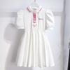Girls' Polo Collar Pleated Dress - Sweet Fragrance Style for Children